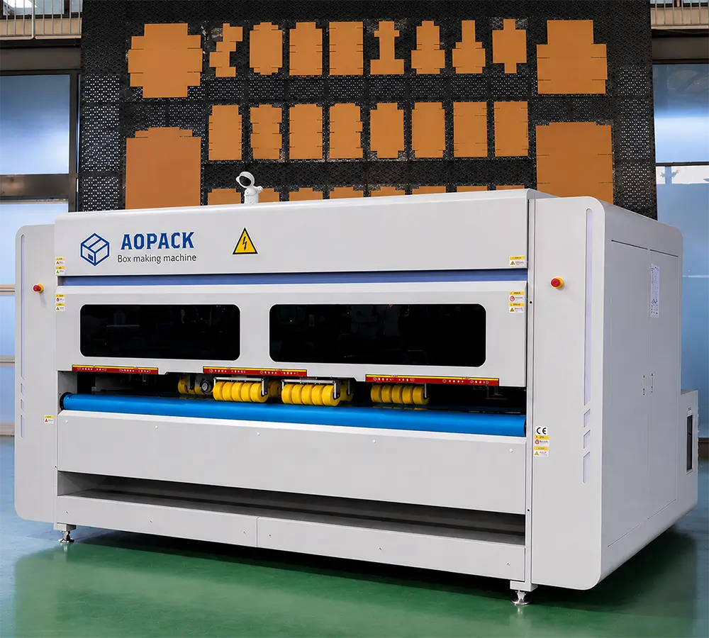 AOPACK automatic corrugated box making machine with corrugated box samples AOPACK automatic corrugated box making machine with corrugated box samples