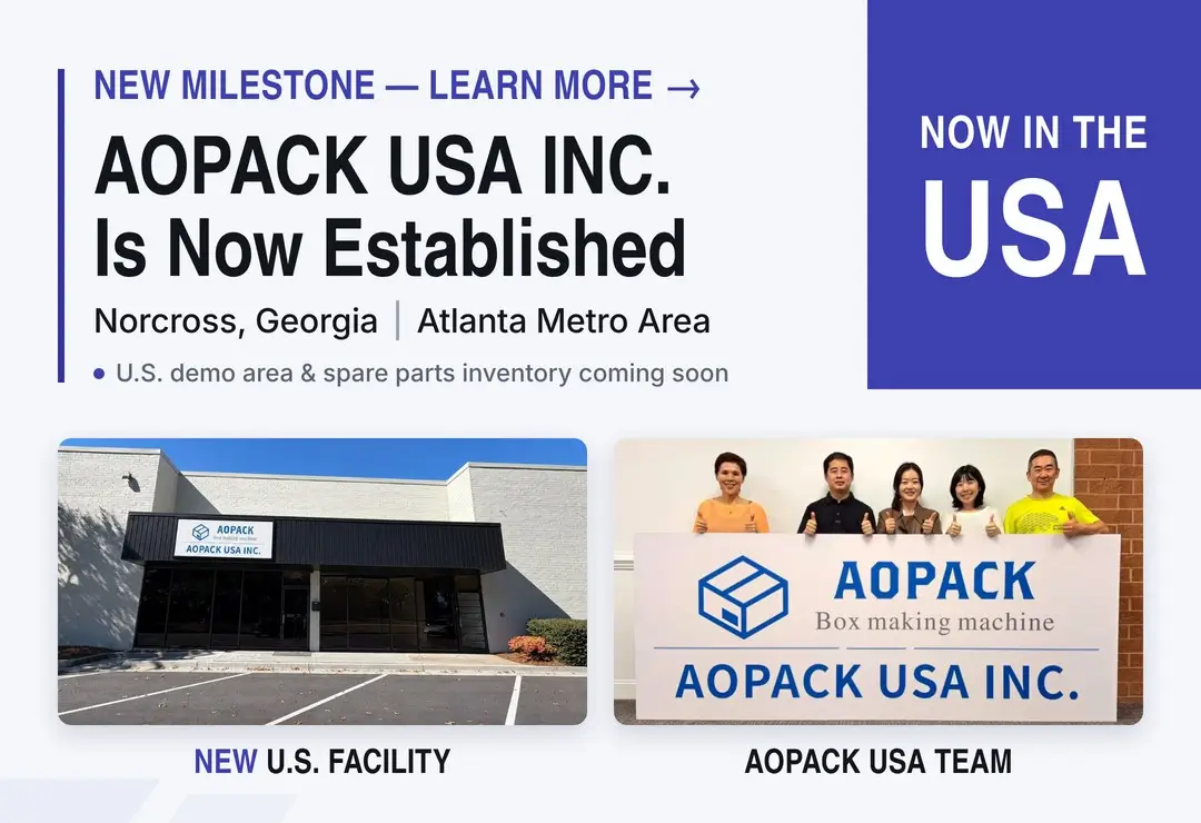 AOPACK USA INC. box making machine facility in Norcross, Georgia